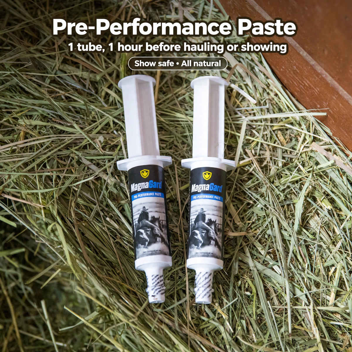 Pre-Performance Paste tubes — 1 tube 1 hour before hauling or showing