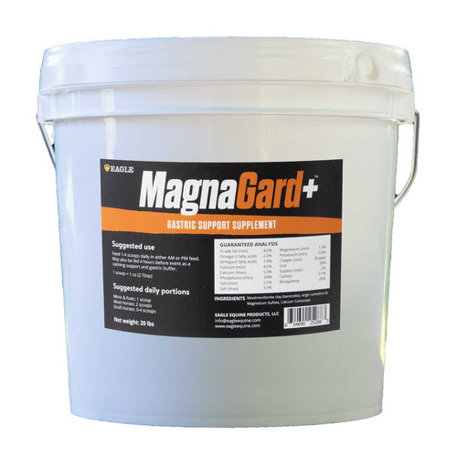 MagnGard Plus Gastric Support Supplement for horses, 20 lb bucket. Bulk supply that lasts 5 months for one horse.
